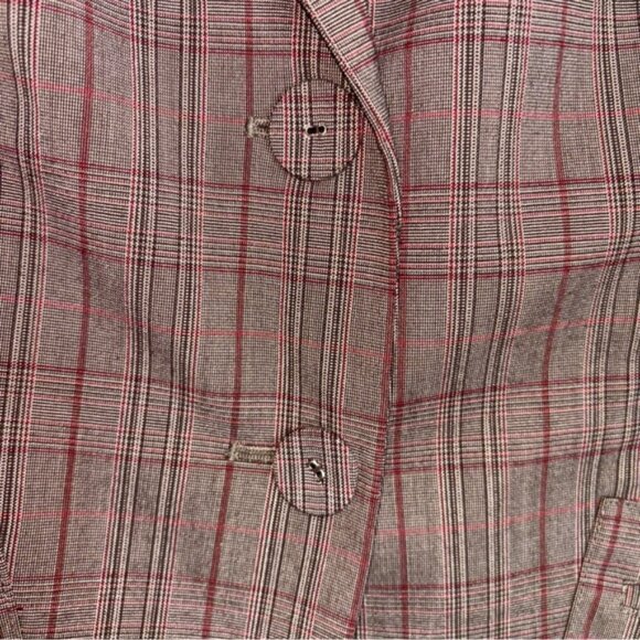 Kenneth Cole Women's Size 12 Plaid Blazer Brown Button Front Pockets Lined Short - Picture 6 of 10